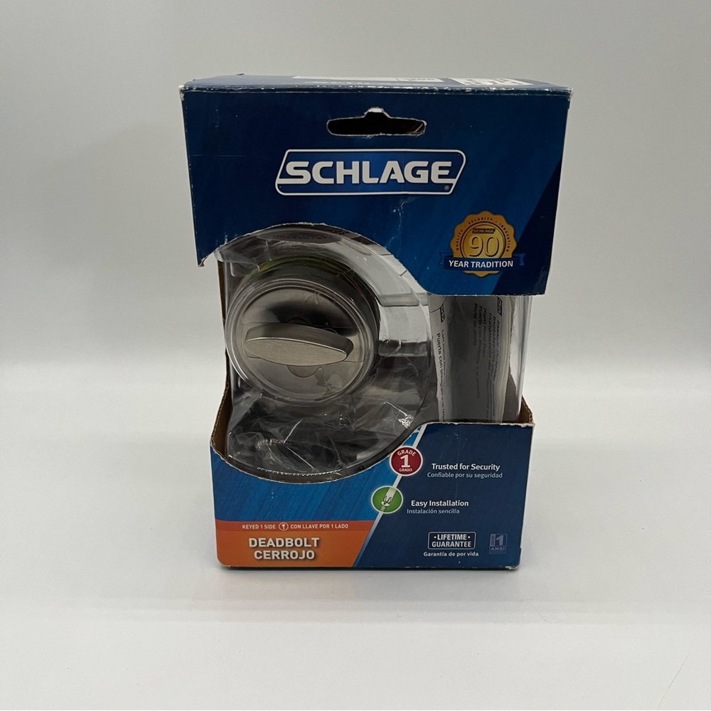 Schlage B60N V 619 Deadbolt Satin Nickel Single-Cylinder Deadbolt Lock